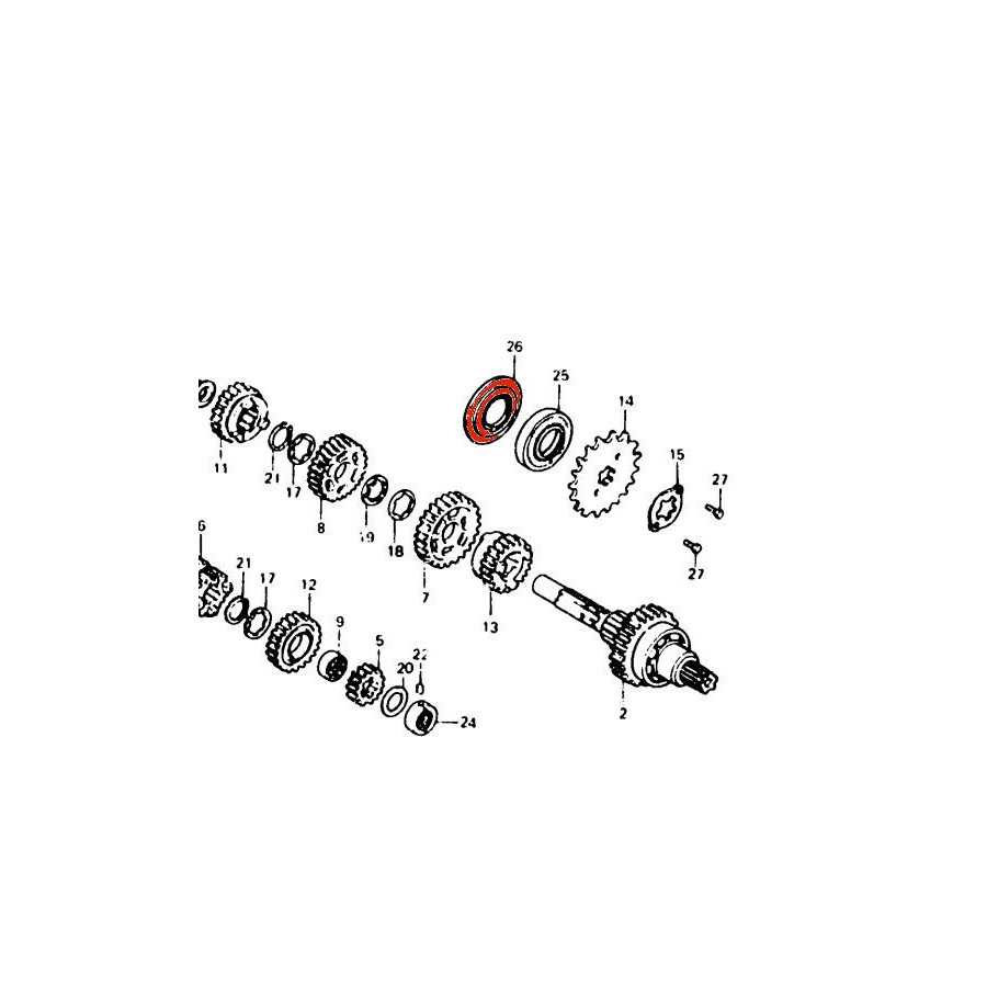 Moteur - joint a levre, joint spi - plaque sortie boite - 34x66.5x2mm - CB250N - CB400N