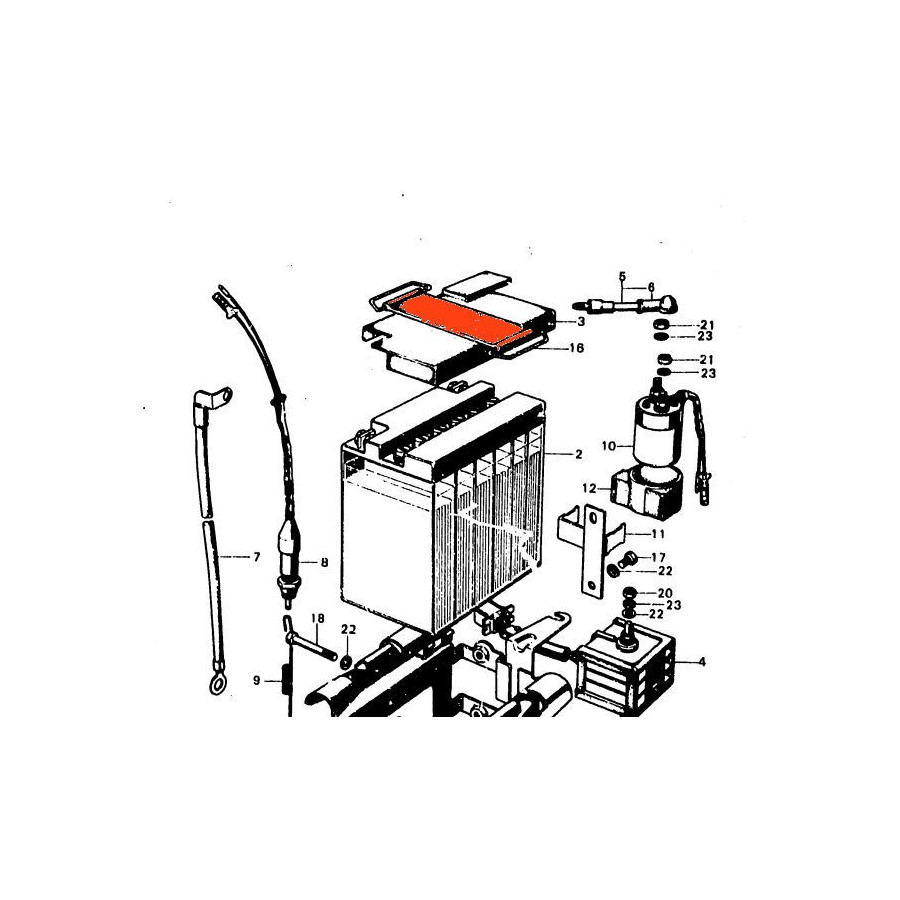 Batterie - sangle de maintien - CB250, CB350K, CB450K, CL250, CL350