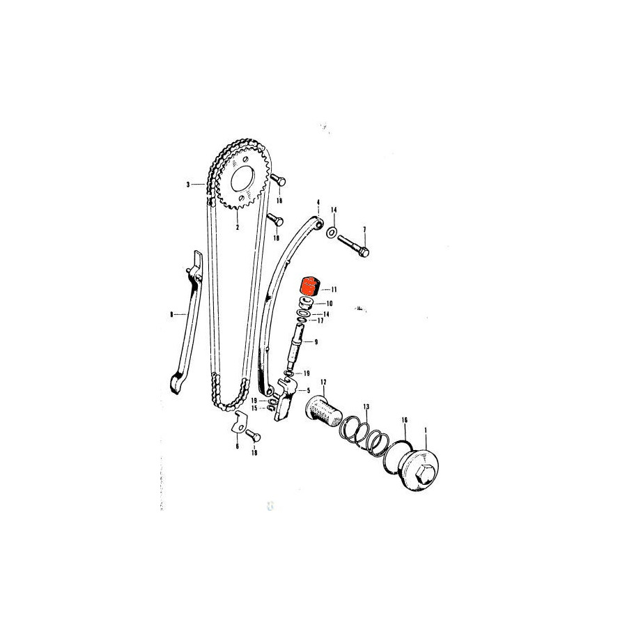 Distribution - capuchon de Tendeur chaine - CB125 S, S1 - CB-CL-SL-XL100