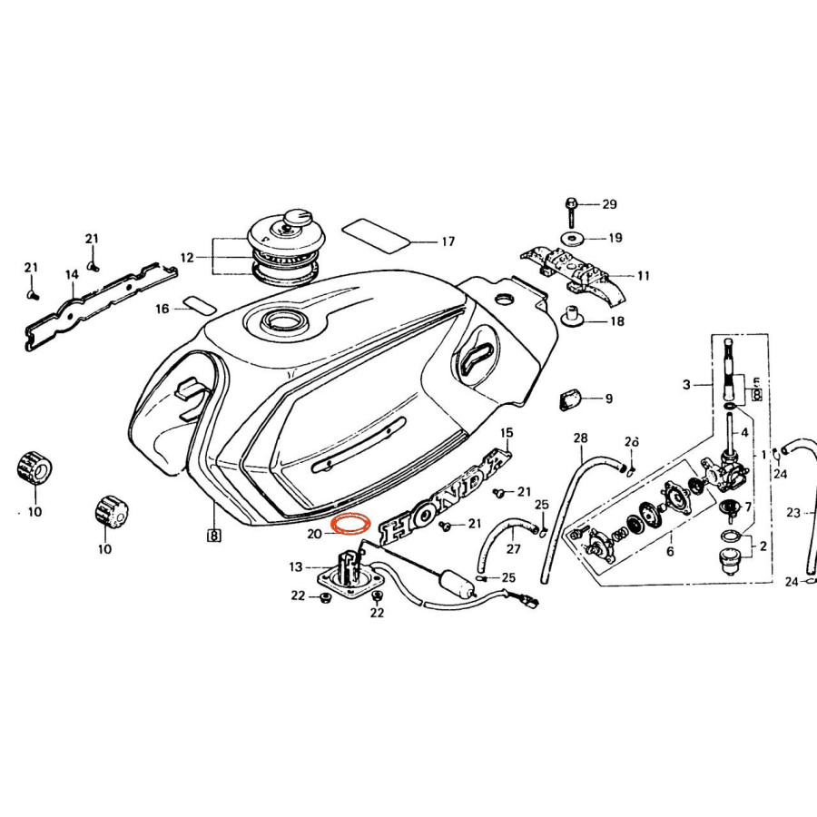 Reservoir - Joint de Jauge essence - 91305-MC7-000, ø 39.50 x5.00 mm