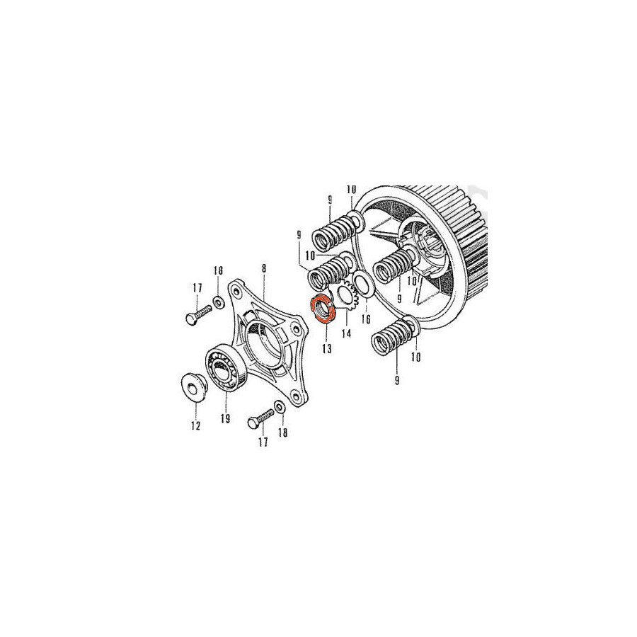 Embrayage - Ecrou a creneau - Cranté - M16 x1.00