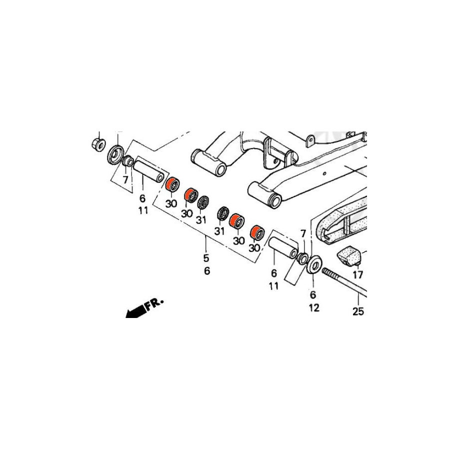 Bras oscillant - Roulement aiguille - 91071-KS6-004 - 20 x26 x16mm