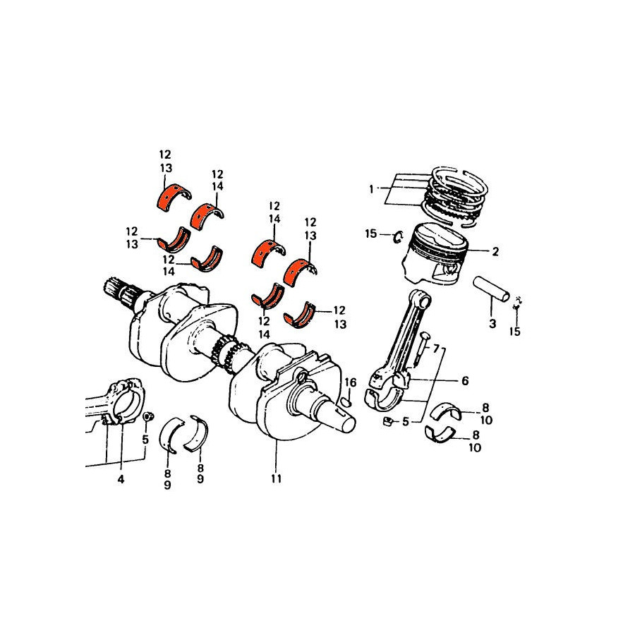 Moteur - Vilebrequin - 1/2 coussinet - B - Vert - VF1000 F, R