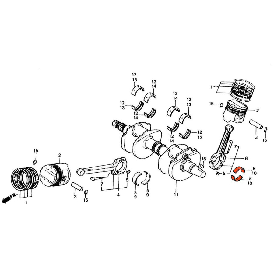 Moteur - bielle - Arriere - 1/2 coussinet - C - Rose - VF1000 F, R