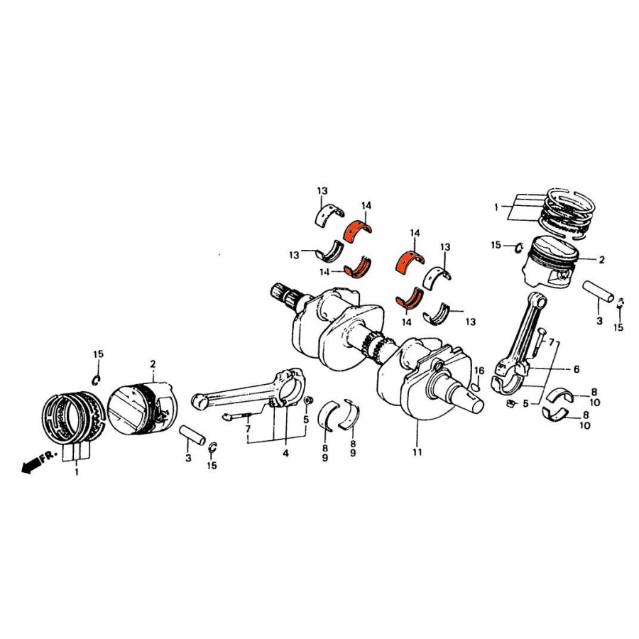 Moteur - Vilebrequin - Interieur - 1/2 coussinet - C - Brun - VF1000 F, R