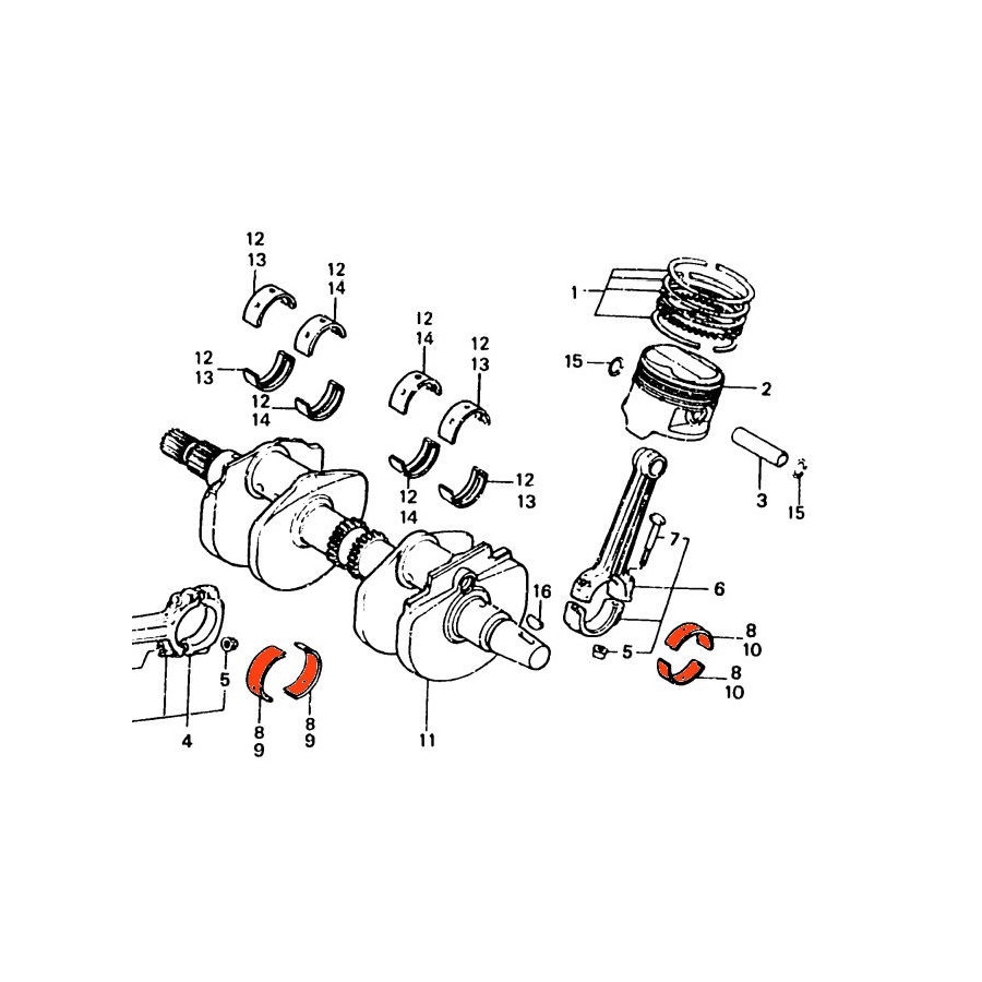 Moteur - bielle - 1/2 coussinet - A - Brun - VF1000R