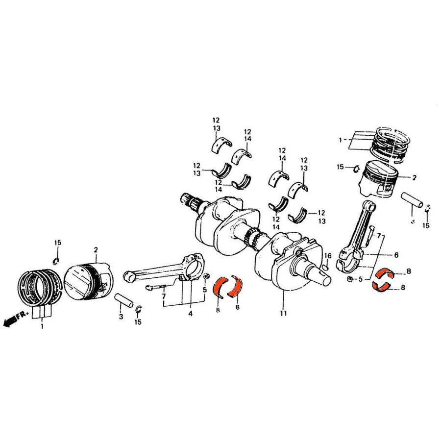 Moteur - bielle - 1/2 coussinet - B - Vert - VF1000F