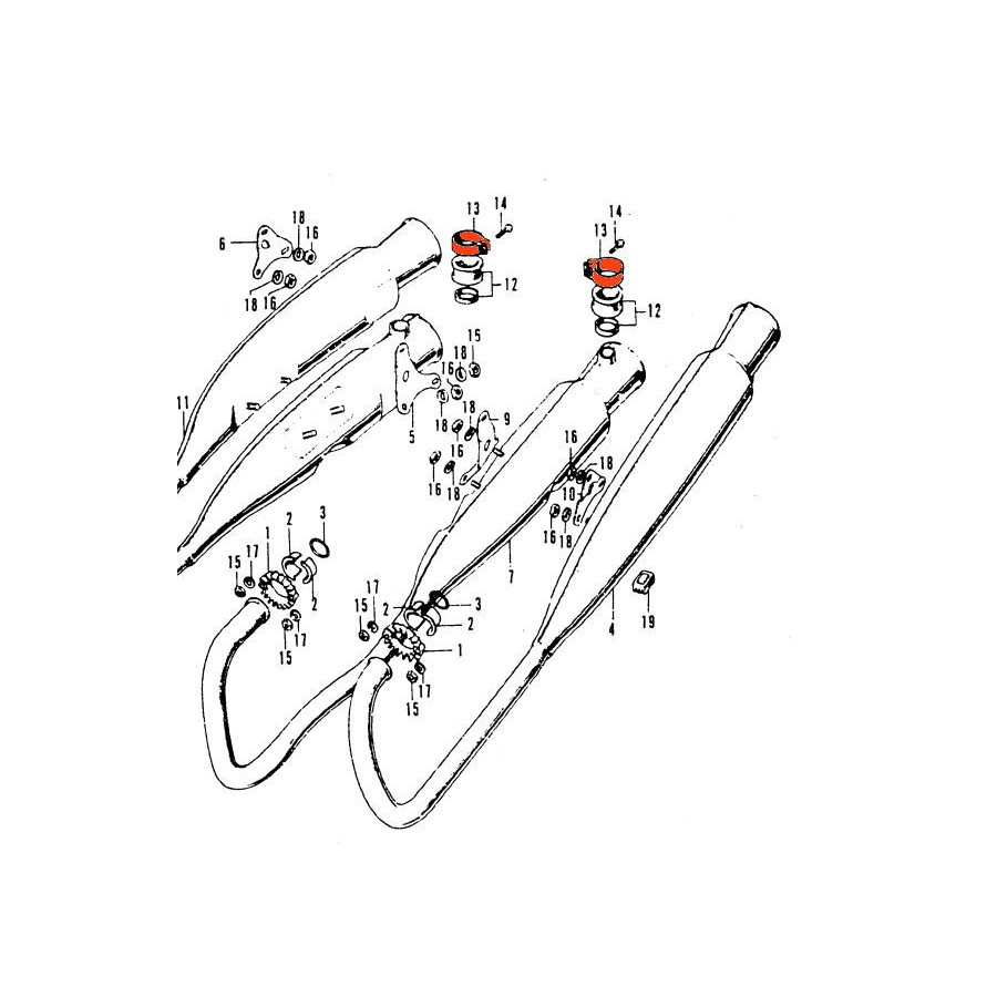 Echappement - Collier de fixation verticale - CB500K0-K1-K2