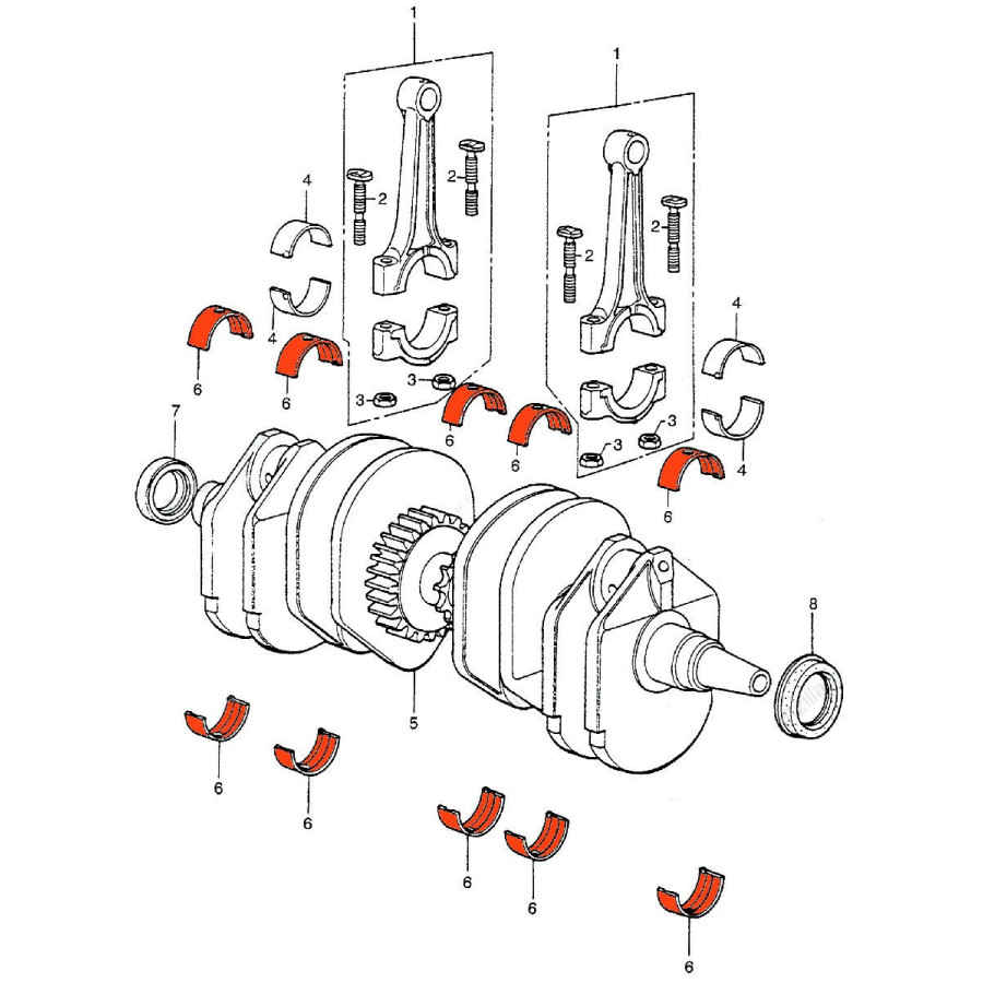 Moteur - Vilebrequin - 1/2 coussinet - (x1) - Rouge - CB400 Four