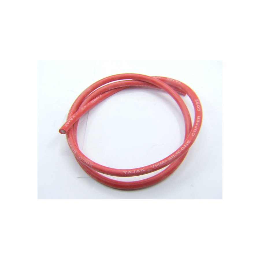 Bougie - cable SILICONE ø 7mm -  Rouge - 1metre - fil de bougie