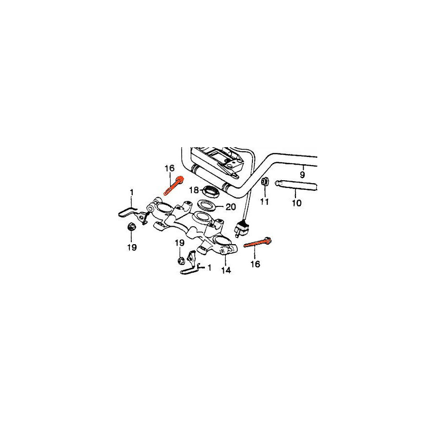 Fourche - Te Superieur - Te inferieur - Vis de fixation - M7 x54 mm