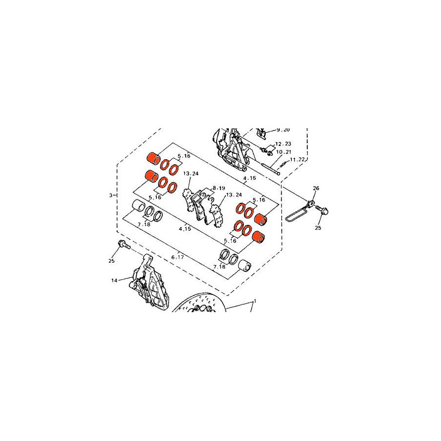 Frein - Etrier - Avant - ø 27.00 - Kit de reparation - (x1) - 4FM-W0057-10 