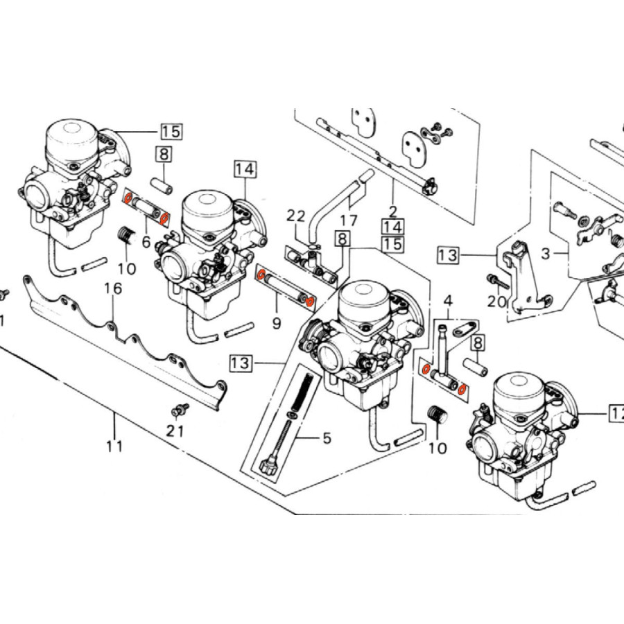 Carburateur - Joint Torique de liaison - CB400, CB750, CB900, CB1100, CBX1000, ...