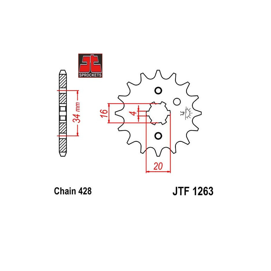 Transmission - pignon sortie boite - JTF1263 - chaine 428 - 13 dents 