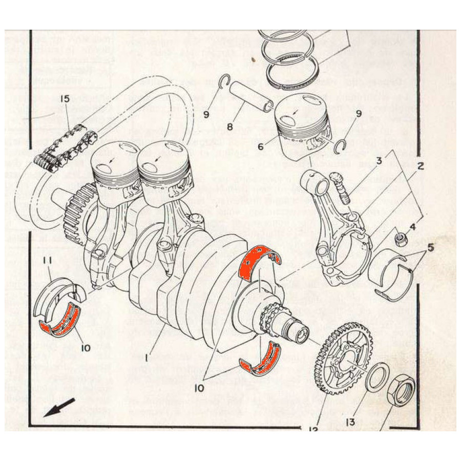 Moteur - Vilebrequin - 1/2 Coussinet - (x1) - Jaune - XS750 ...