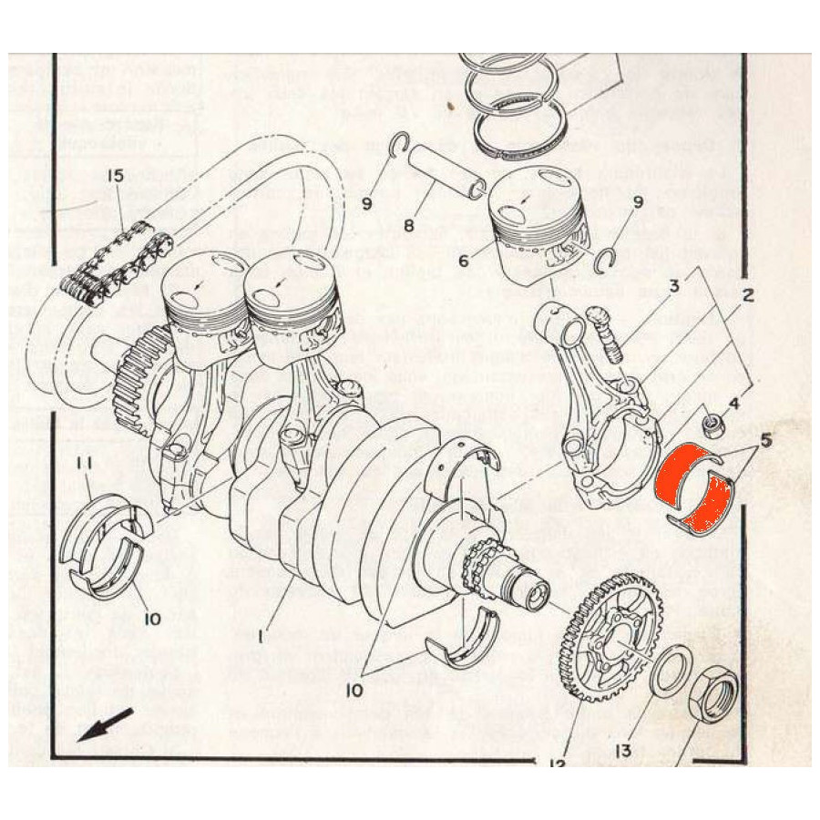 Moteur - Bielle - 1/2 Coussinet - (x1) - Jaune - XS750 ....