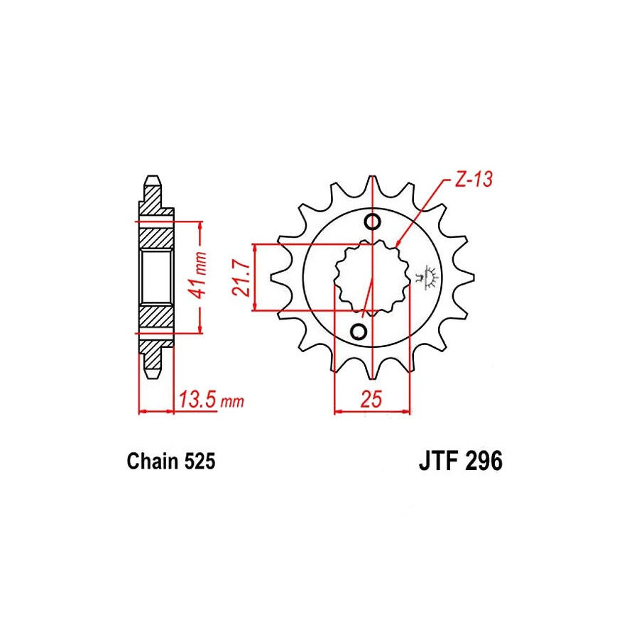 Transmission - Pignon - 525 - JTF-296 - 15 Dents 