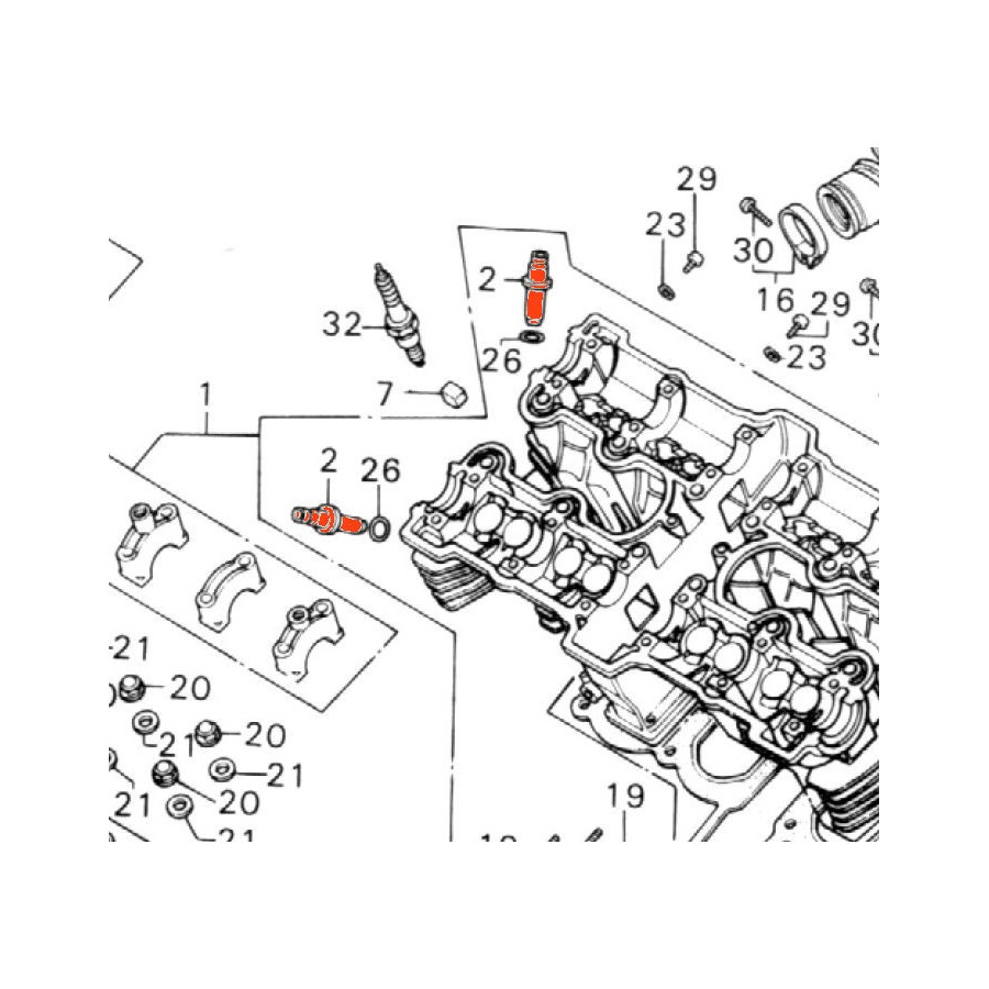 Moteur - Guide de Soupape, Admission, Echappement - (x1) - CB 750, 900, 1100, CBX 1000,  - VF750S 