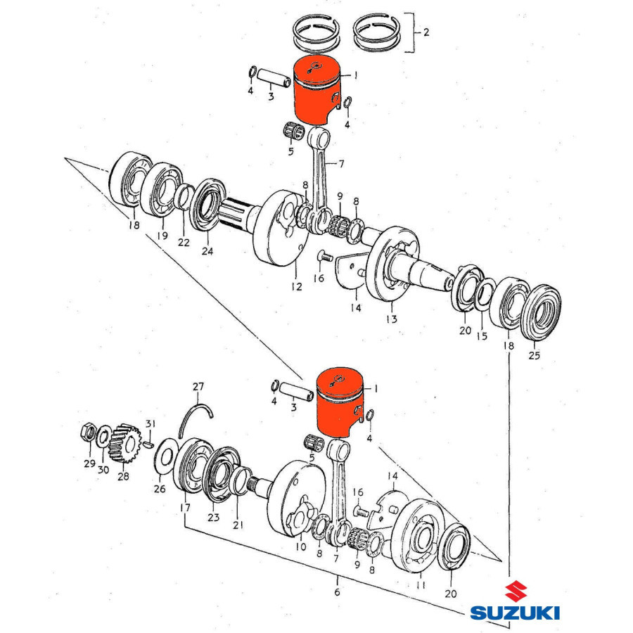 Moteur - Kit Piston - GT185 - (+0.50) - 12110-35623-000 -  ø 49.50 mm