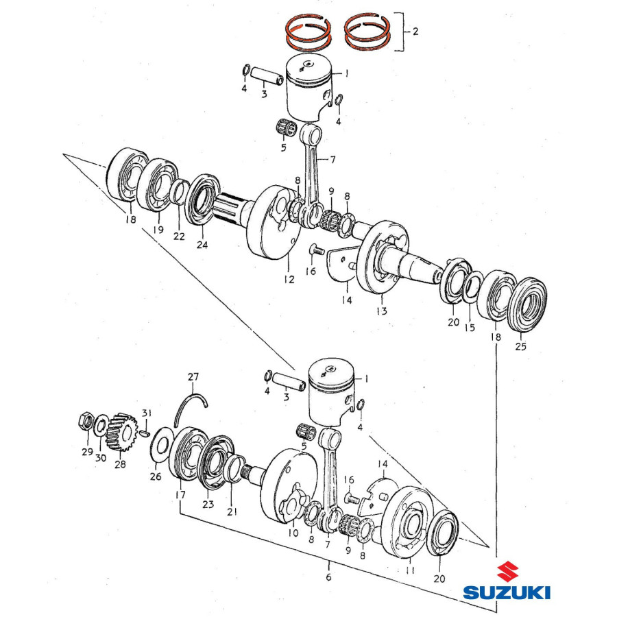 Moteur - Segment - (+0.50) - GT185 (x1) - ø 49.50 mm - 12140-28630-050