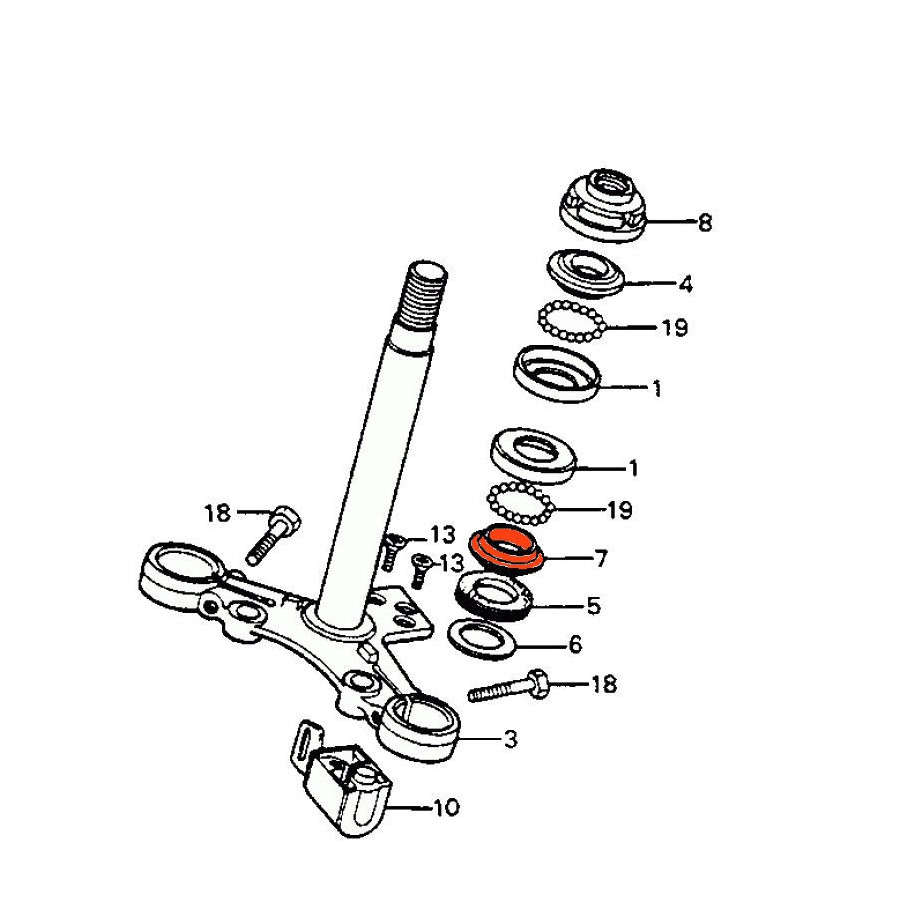 Fourche - Direction - Bague conique inferieure de roulement - 