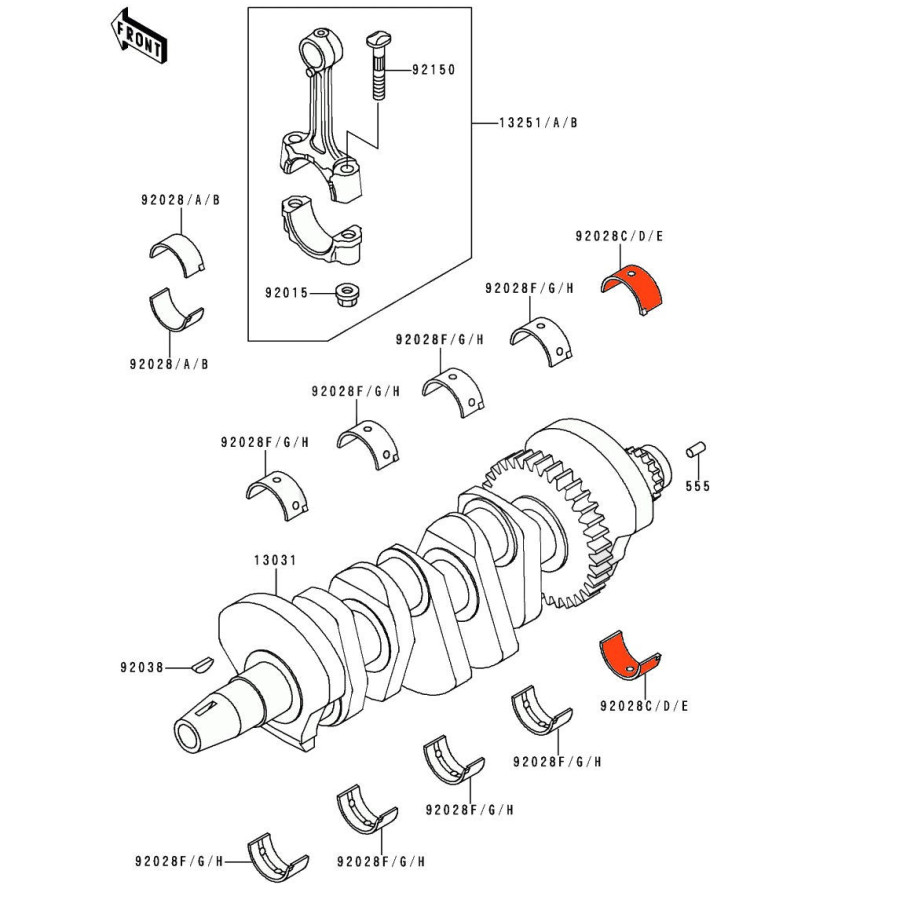 Moteur - Vilebrequin - 1/2 Coussinet - Marron - "E" - 92028-1770