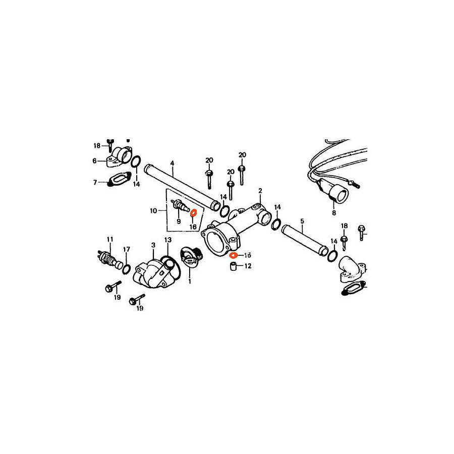 Circuit d'eau - Joint de tube - 91303-634-010, 12.50 x2.20 mm - (x1)