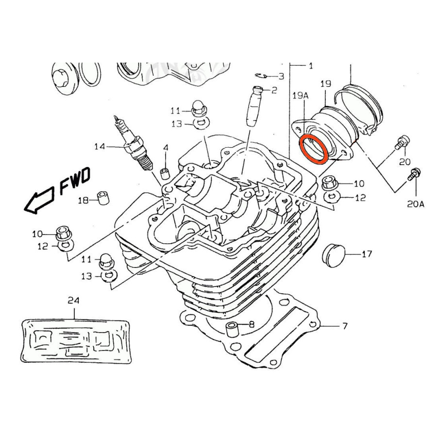 Moteur - Joint torique 34.00 x2.00 - Pipe admission - DR125 - (SF44.)