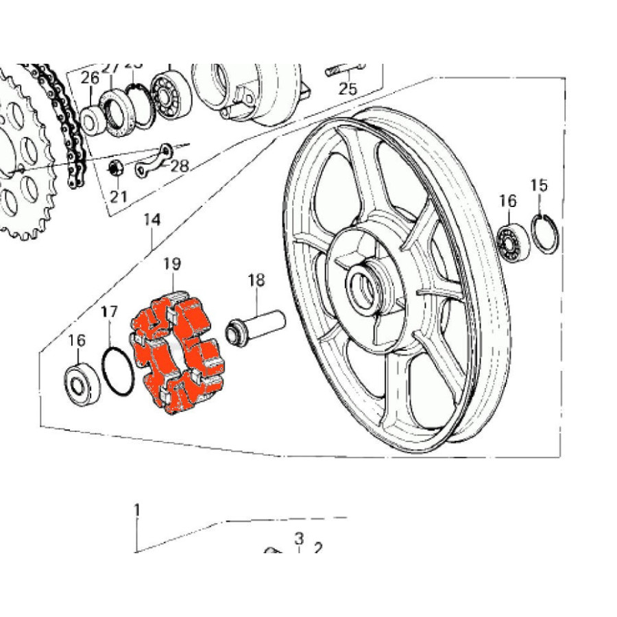 Transmission - Couronne - Silent bloc - amortisseur de couple - 92075-1008, KZ 250, 400, 440, ...