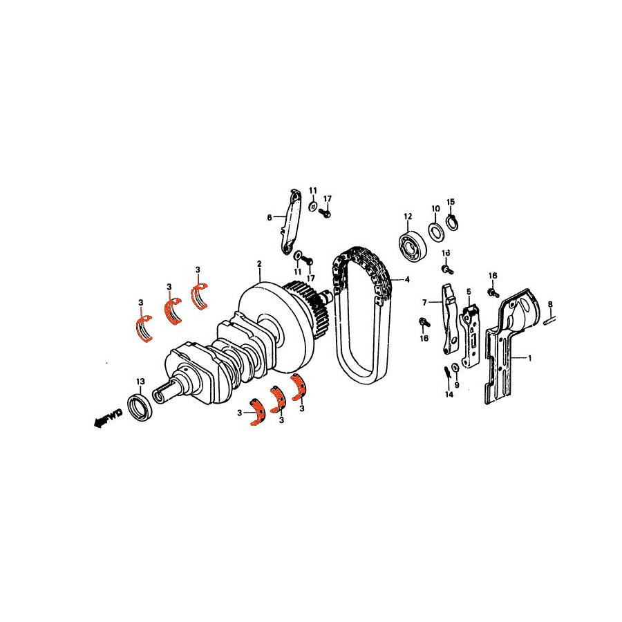 Moteur - 1/2 Coussinet - Vilebrequin C - MARRON - GL1000 - GL1100