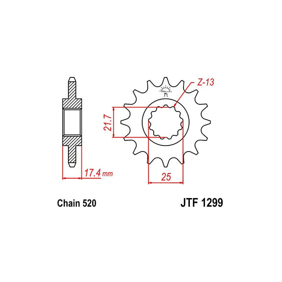Transmission - Pignon - JTF 1299 - 520 - 14 dents
