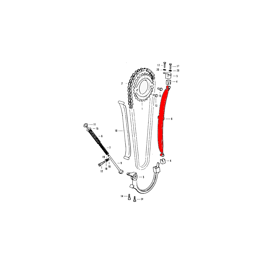 Distribution - Patin tendeur de chaine - CB350 F - CB400 Four
