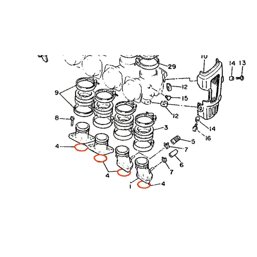 Pipe admission - Joint Torique - ø 40.00 x2.00 mm - 93210-40659 - FZ, FZR, FZX 750, ..., FJ1200, XJR 1200, 1300