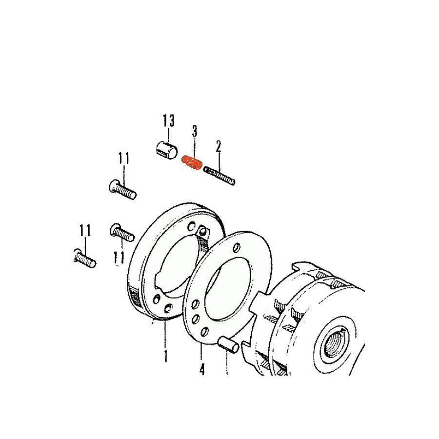Demarreur - Roue Libre - Piston, chapeau de ressort - (x1)  - CB125, ..., CA125, .... CB175, CB250, CB350K