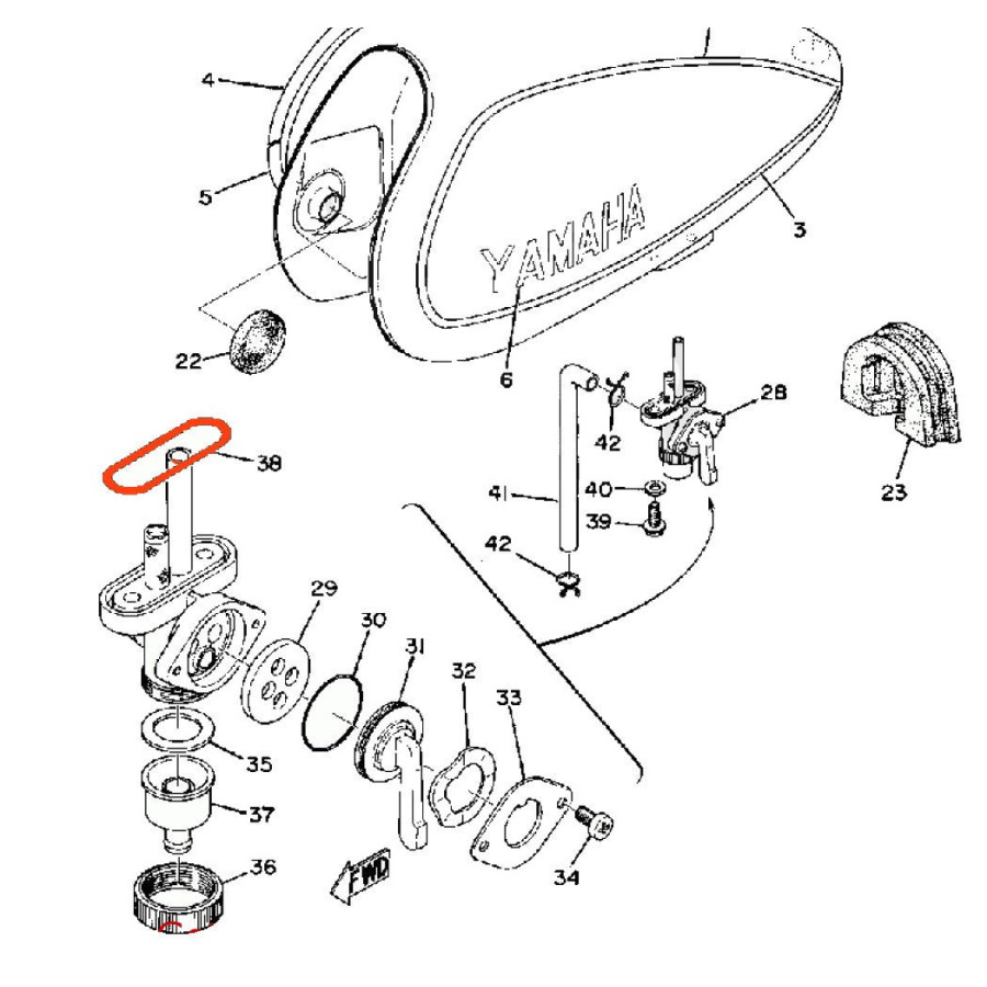 Robinet - essence - Joint de reservoir - 214-24512-00