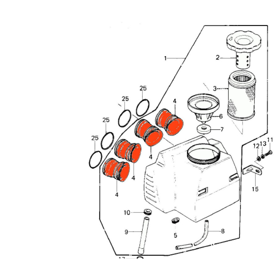 Filtre a Air, Manchon de liaison, Carburateur - - (x1) - KZ650F - KZ750E/H - (4 cyl.) - 14073-1032