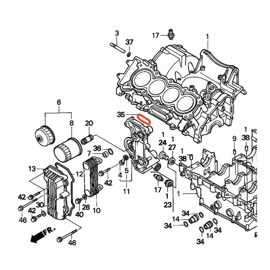 Moteur - Joint torique - 91305-KK3-830, ø 50.00 x2.50mm - CBR600 - (PC25) 