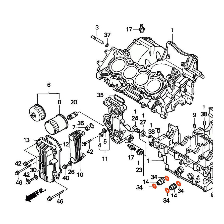 Moteur - Joint torique - 91304-PS5-003, ø 17.30 x2.40mm - (x1) 