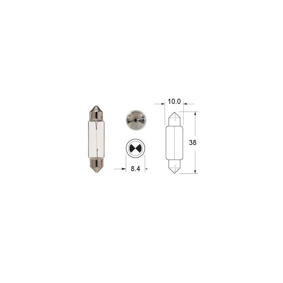 Ampoule - Navette - sv8.5 - 12v / 5w - ø10 x36mm - (veilleuse/position)