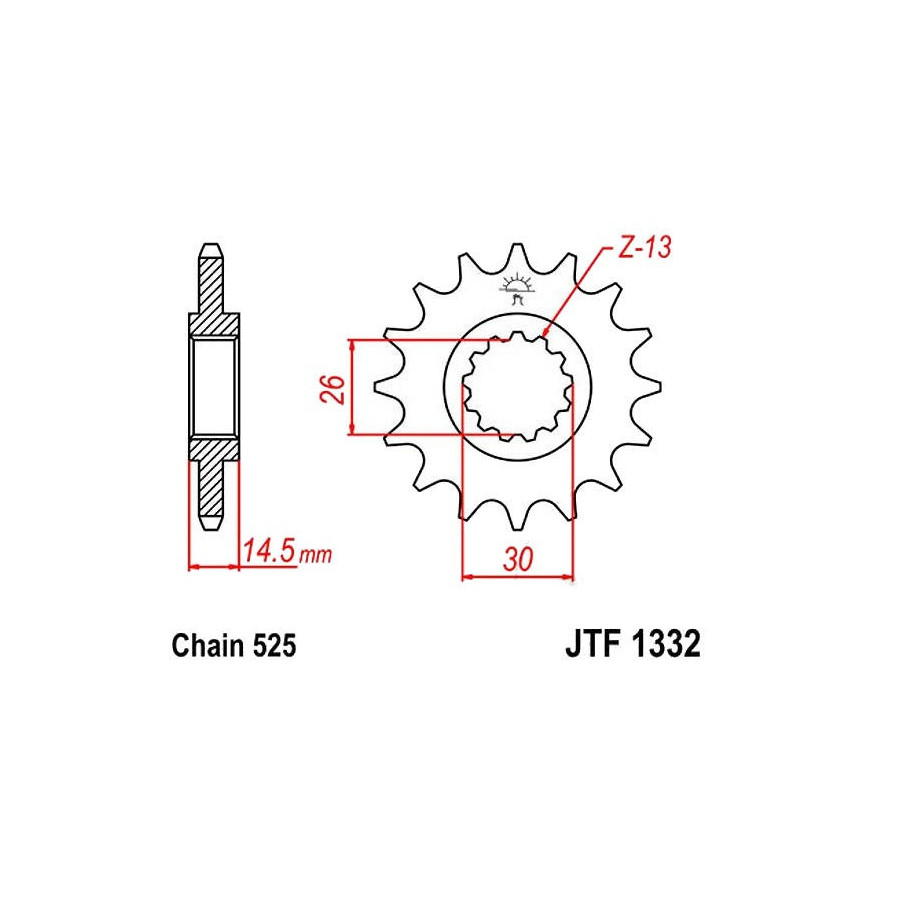 Transmission - Pignon - 525 - JTF-1332 - 14 dents - 