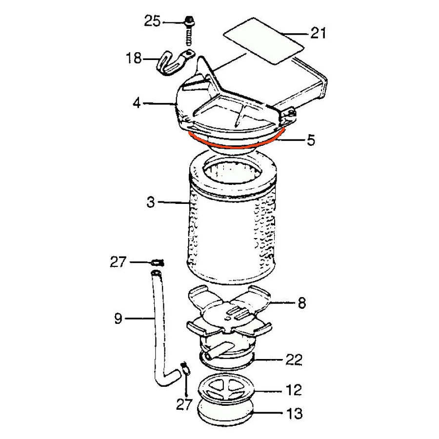 Joint torique - Filtre a air - boitier superieur - CM400T