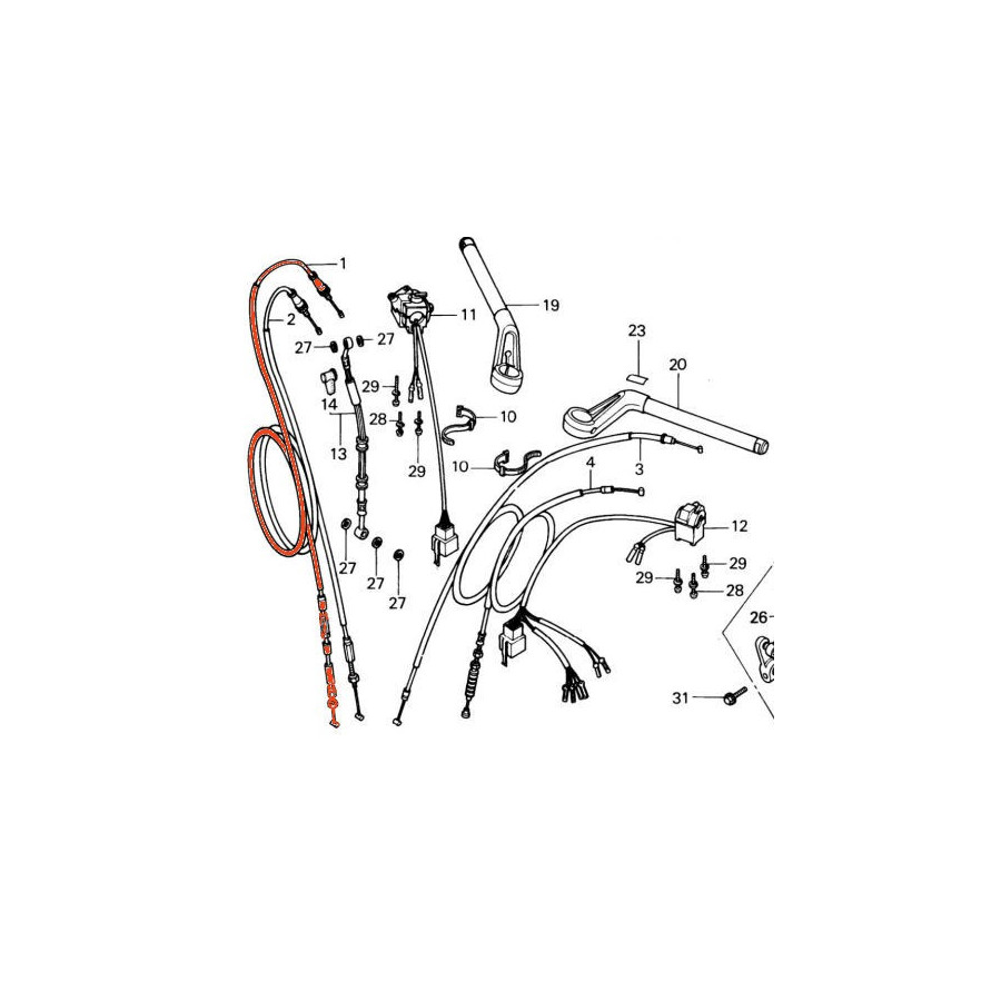 Cable - Accélérateur - Tirage A - cbx1000 - comodo haut