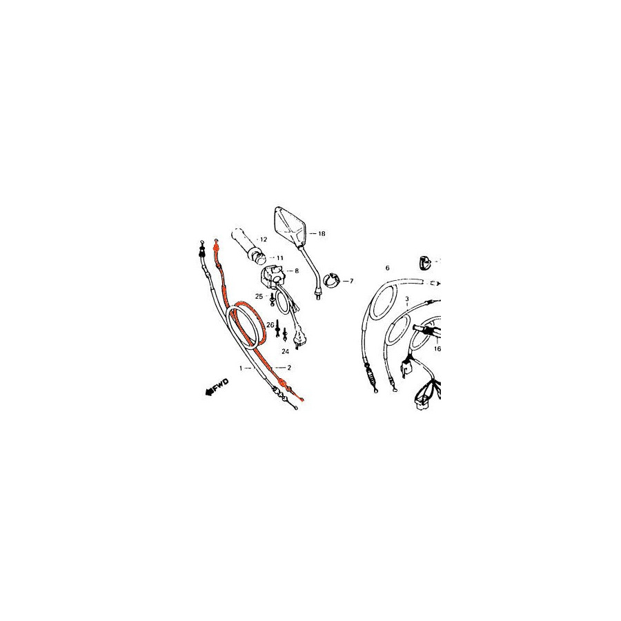 Cable - Accélérateur - Retour B - cbx1000 - pour comodo, bas