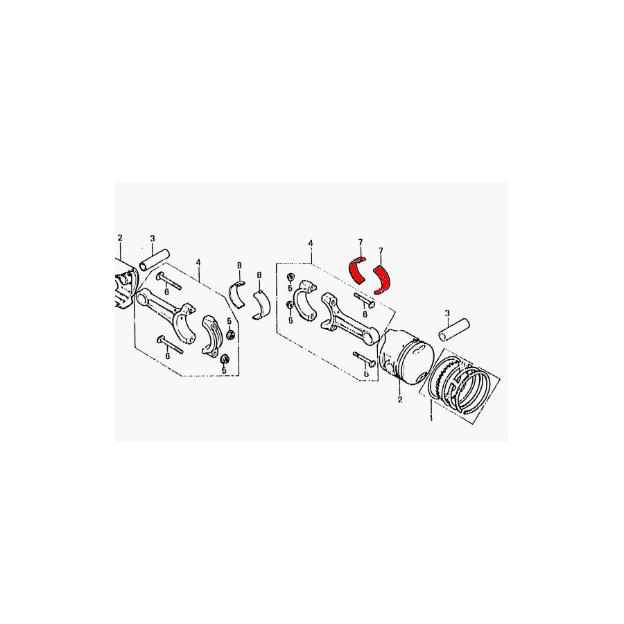 Moteur - 1/2 Coussinet - bielle - E - JAUNE (avec trou) - GL1100 - GL1200