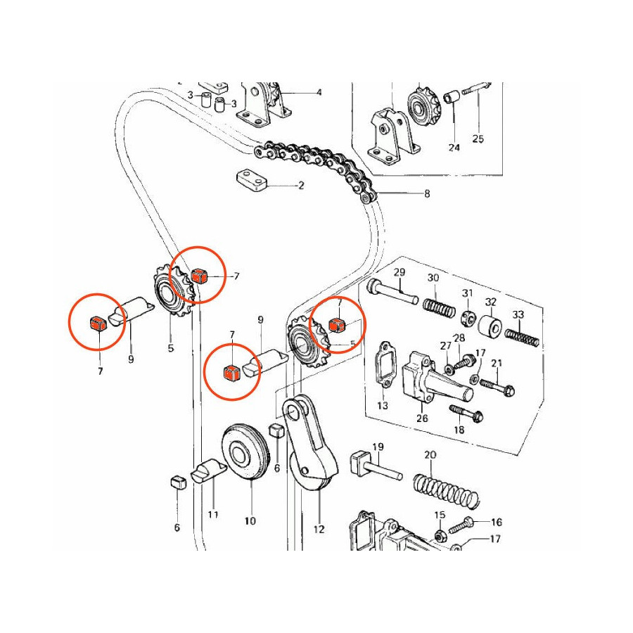 Distribution - Caoutchouc d'axe (x1) - 92075-232 - KZ650, KZ900, KZ1000, KZ1300