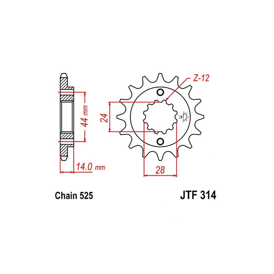 Transmission - Pignon - JTF-314 - 15 Dents