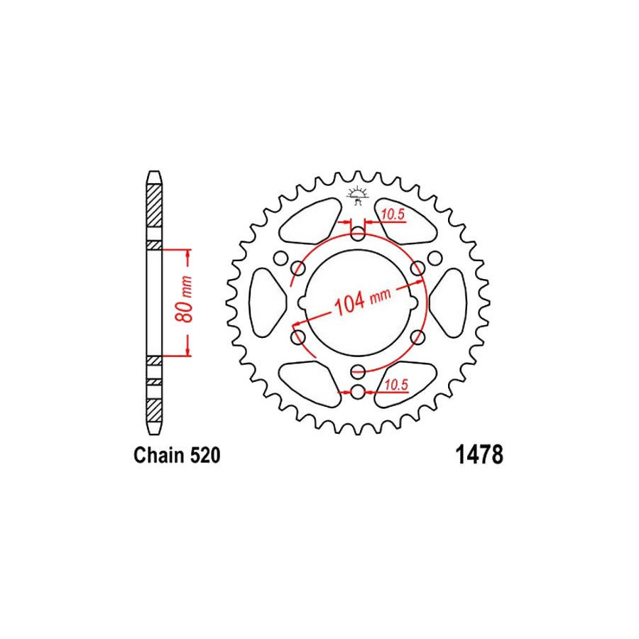 Transmission - Couronne - JTR-1478 - 520 - 43 dents - ZX-6R 636 (03-04) - ZX-10R (04-05) - ZX-10R (2011-2020)