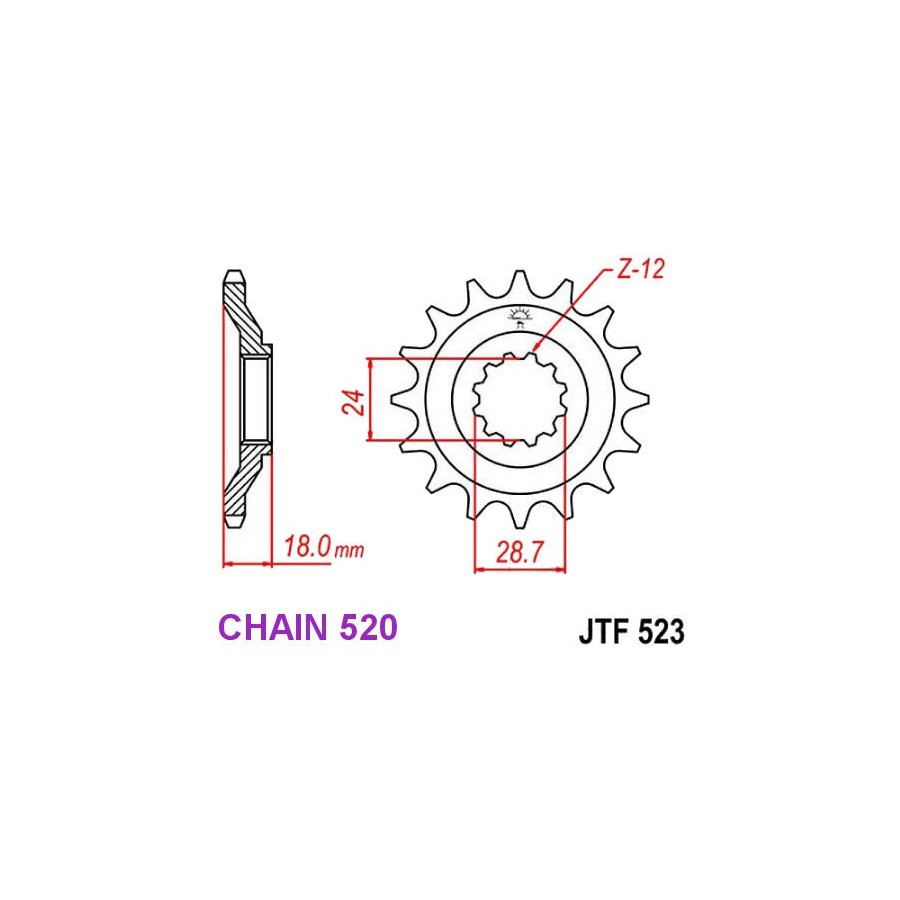Transmission - Pignon sortie boite - JTF 583 - 520-15 dents
