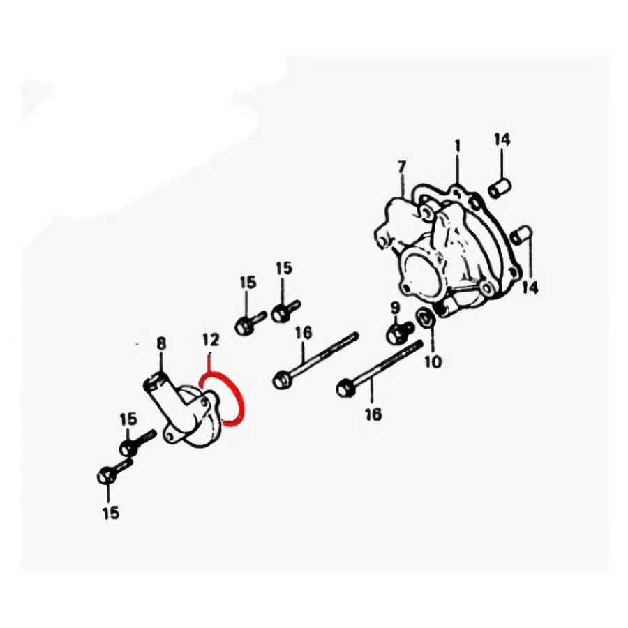 Circuit d'eau - Joint de coude - pompe  - 91305-216-000, 46.00 x2.00 mm - (x1)