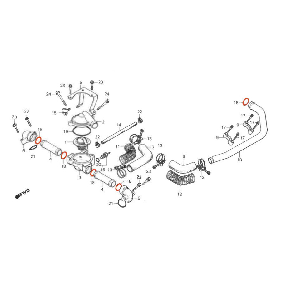 Pompe a eau - Joint torique - (X1) -  ø 21.90 x2.30mm